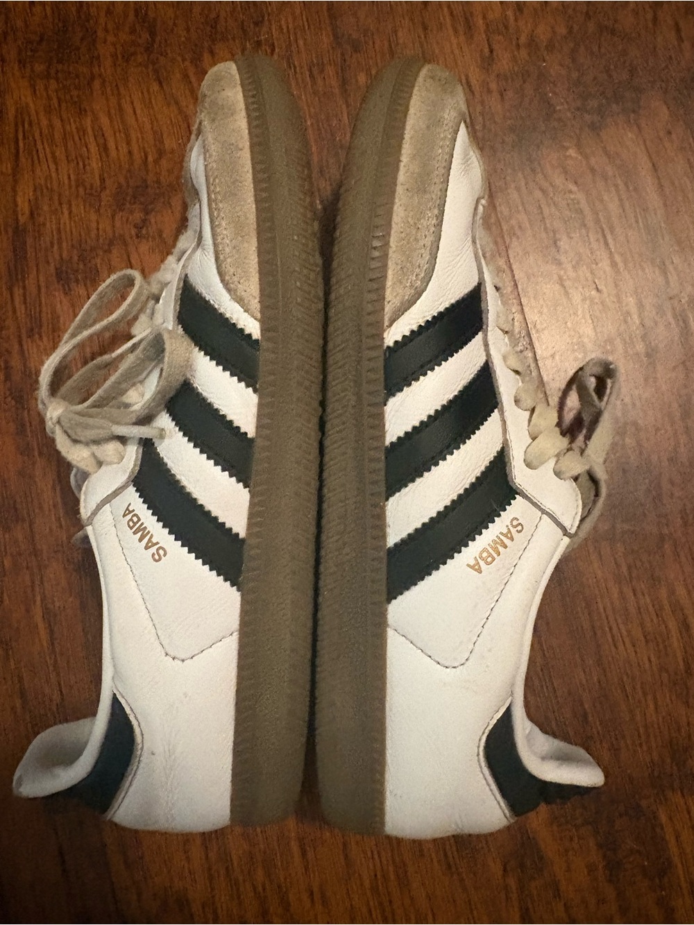 adidas Samba White Sneakers with Black Stripes and Gum Sole